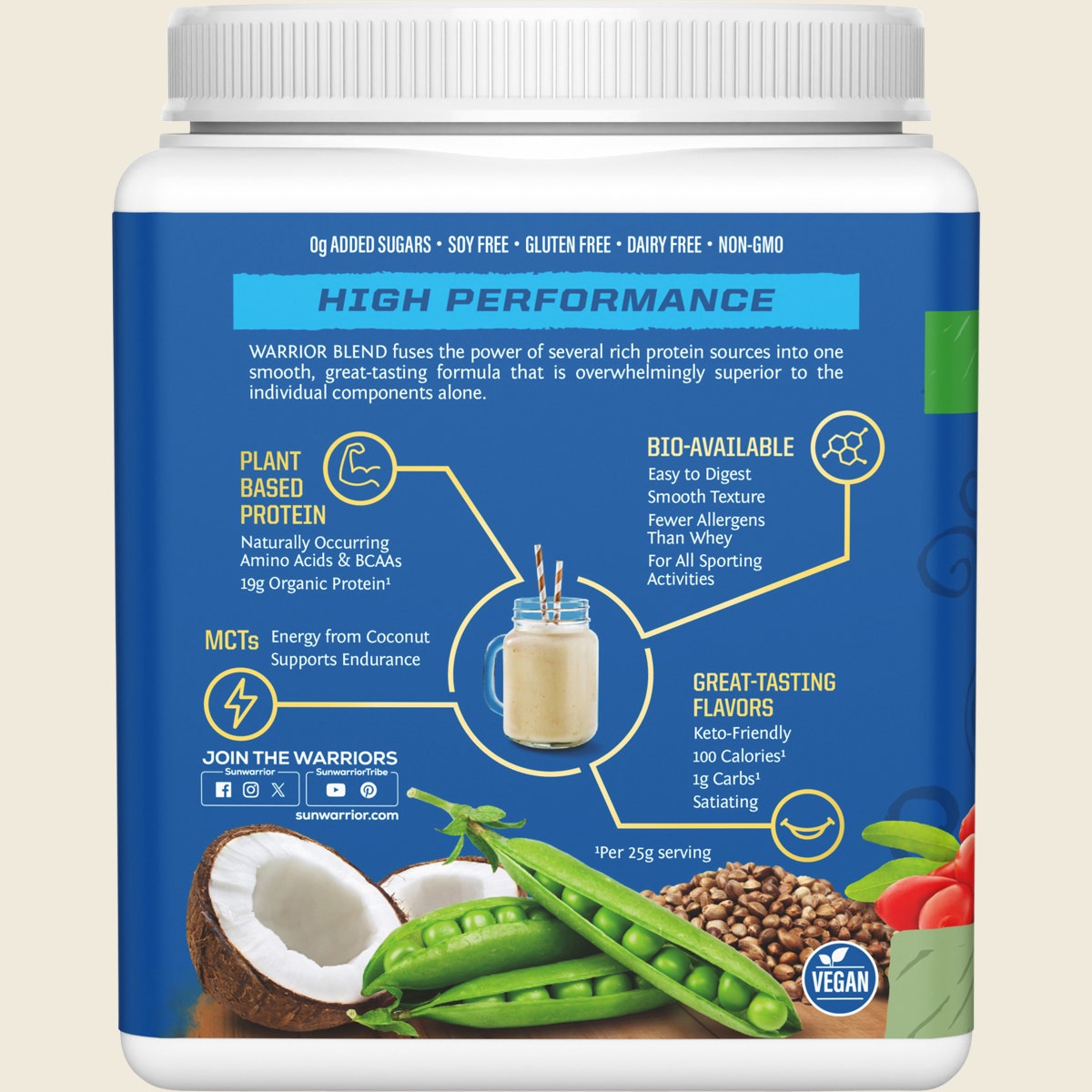 Sunwarrior Protein Powder Warrior Blend Unflavoured 375g