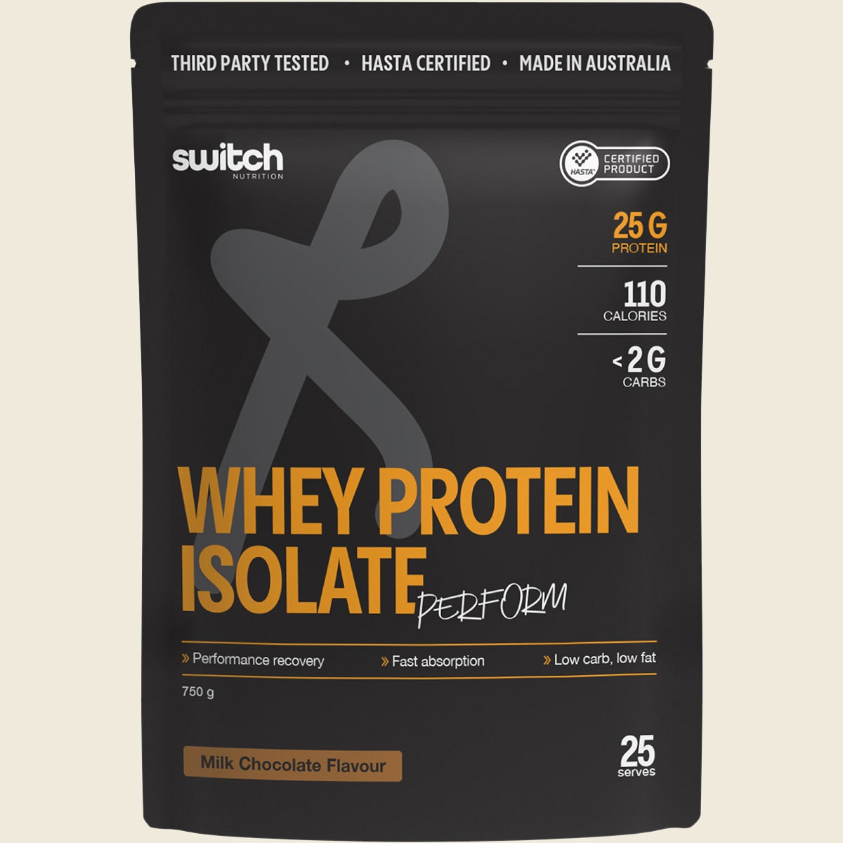 Switch Nutrition Perform Whey Protein Isolate Hasta Cert Chocolate Milk 750g
