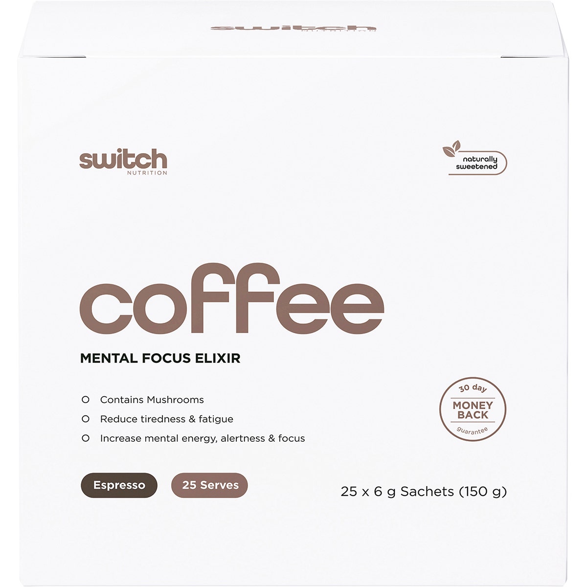 SWITCH NUTRITION Coffee Mental Focus Elixir Espresso Sweetened 25pk