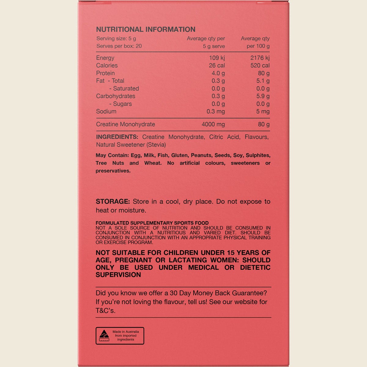 Switch Nutrition Creatine Monohydrate Sachets Mango Passionfruit 20x5g