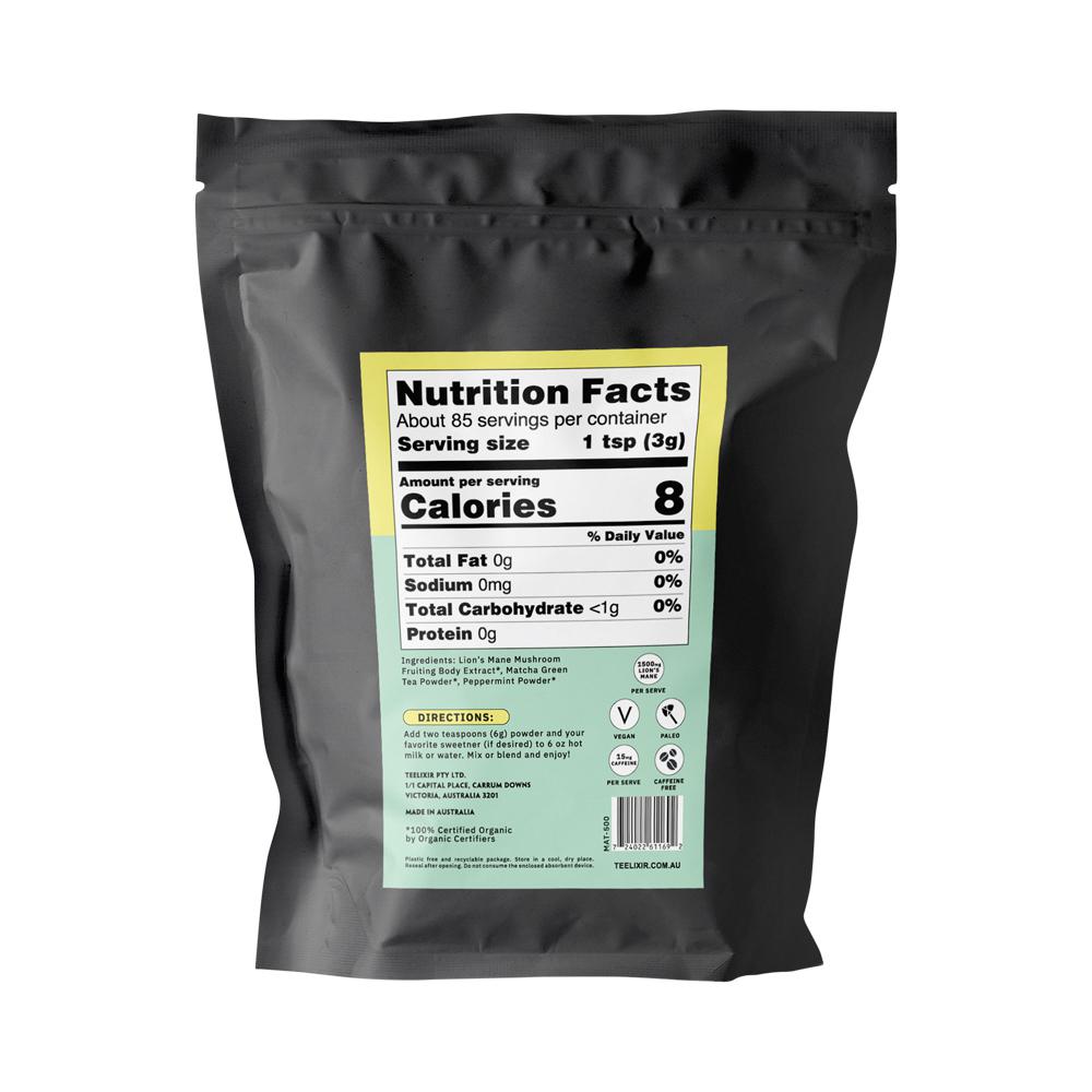 Teelixir Organic Mushroom Matcha Latte (Starring Lions Mane And Peppermint) 500G