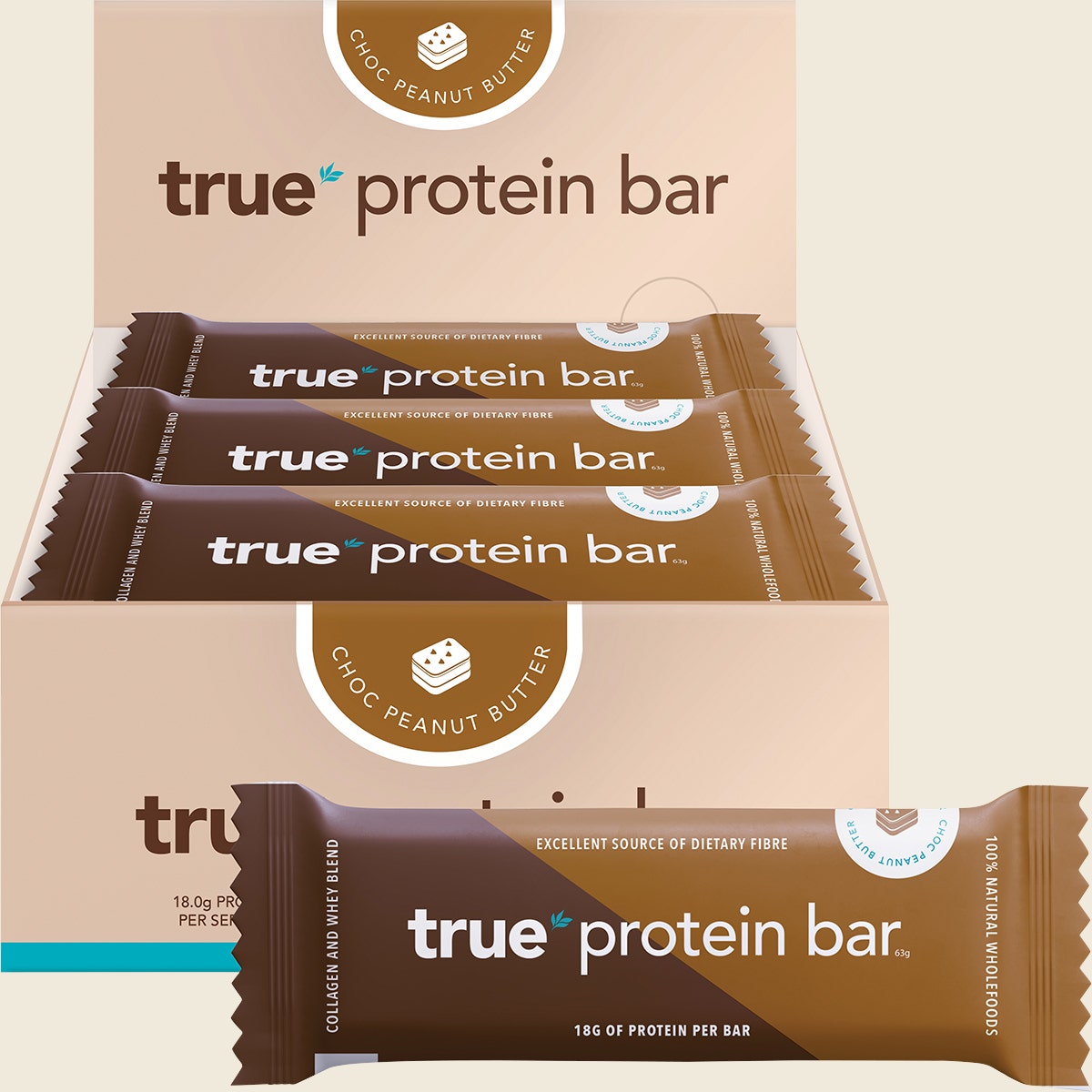 True Protein Protein Bar Choc Peanut Butter 12x63g