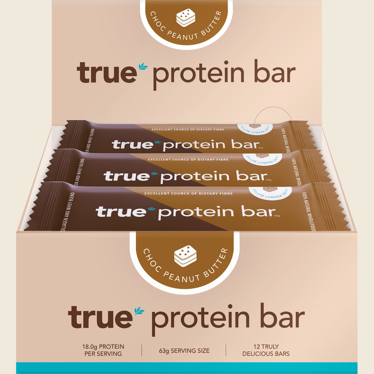 True Protein Protein Bar Choc Peanut Butter 12x63g