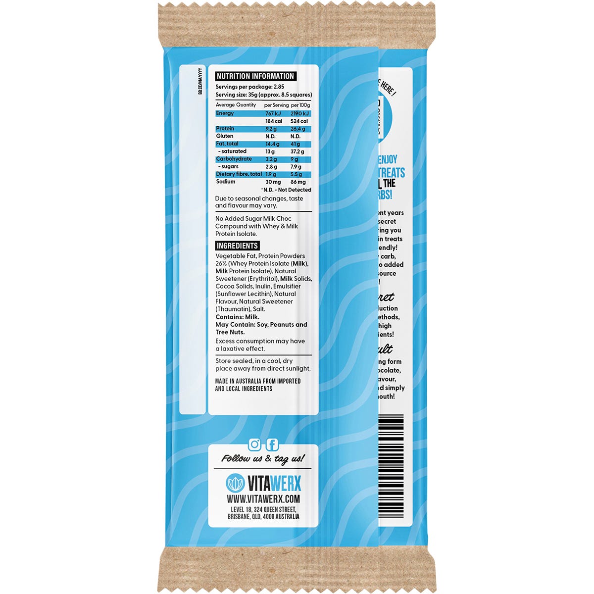 Vitawerx Protein Milk Choc Bar 12x100g