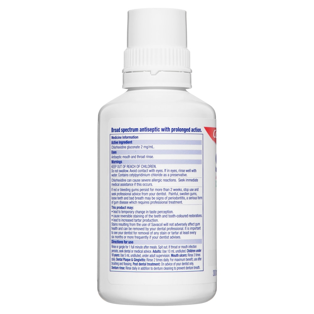 Colgate Savacol Rinse Alcohol Free Original Mint 0.2% 300mL NEW
