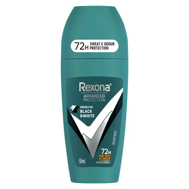 Rexona Men Advanced Antiperspirant Roll On Invisible Dry Black & White 50ml